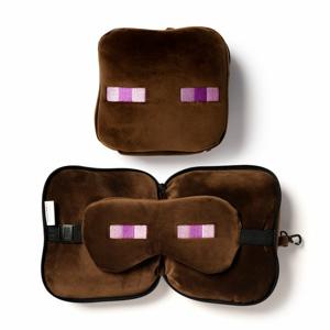 Relaxeazzz Minecraft Enderman knuffel/reiskussen/slaapmasker - 2-in-1 set - voor kinderen   -