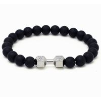 Memphis kralen armband Matte Onyx Dumbbell Silver - thumbnail