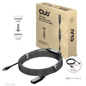 club3D USB-kabel USB 3.2 Gen1 (USB 3.0 / USB 3.1 Gen1) 10.00 m Zwart CAC-1405