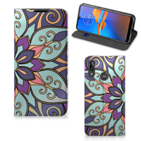 Motorola Moto E6 Plus Smart Cover Purple Flower