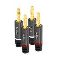 LogiLink CA1212-2 x 2 banaanstekkers met vergulde contacten en kleurcodering voor kabeldiameter tot 4 mm²