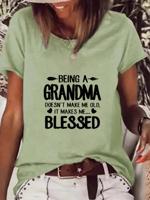 Casual Short Sleeve Round Neck Printed Top T-Shirt