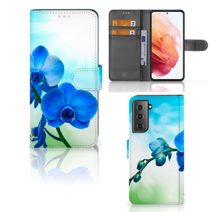 Samsung Galaxy S21 Hoesje Orchidee Blauw - Cadeau voor je Moeder