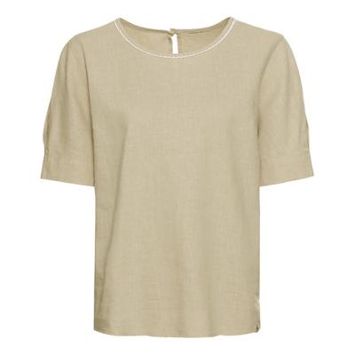 Geraffineerd blouseshirt van hennep-/katoenmix met ronde hals, beige L