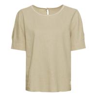 Geraffineerd blouseshirt van hennep-/katoenmix met ronde hals, beige L