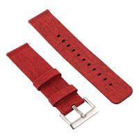 By Qubix - Canvas nylon bandje Compatible met Fitbit Versa 1/2 & Lite - Rood - Compatible fitbit bandje