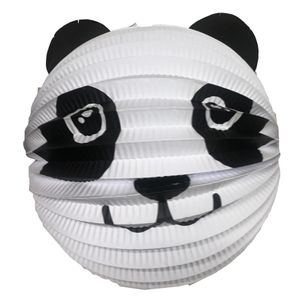 Lampion panda - 20 cm - wit/zwart - papier