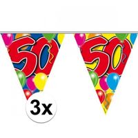 3x Leeftijd vlaggenlijnen 50 jaar thema van 10 meter - thumbnail