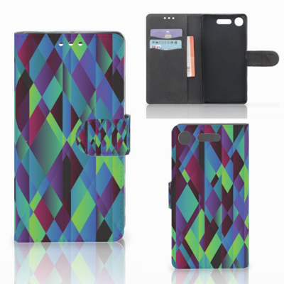 Sony Xperia XZ1 Book Case Abstract Green Blue Sony Xperia XZ1 Book Case Abstract Green Blue