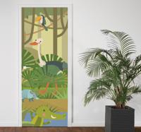 Kinderkamer deursticker dieren in jungle - thumbnail