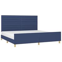 vidaXL Bedframe met hoofdeinde stof blauw 200x200 cm, bed, ledikant, tweepersoonsbed, slaapmeubel, bedbodem, bedden, slaapmeubels, slaapmeubelen