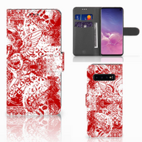 Telefoonhoesje met Naam Samsung Galaxy S10 Angel Skull Rood