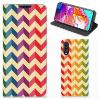 Samsung Galaxy A70 Hoesje met Magneet Zigzag Multi Color