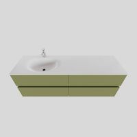 Badkamermeubel Solid Surface BWS Stockholm 150x46 cm Links Mat Groen 4 Laden (met 1 kraangat)