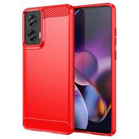 Motorola Moto G Stylus 5G (2024) Geborsteld TPU Hoesje - Koolstofvezel - Rood - thumbnail