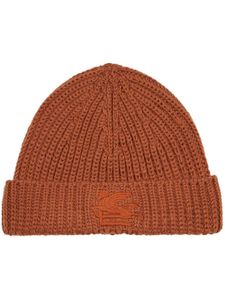 ETRO Pegaso motif-embroidered wool beanie - Marron