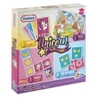 Grafix 4-in-1 Spel Unicorn Kwartet, Domino, Memory En Puzzel - thumbnail