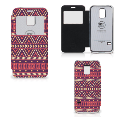 Samsung Galaxy S5 Mini Telefoon Hoesje Aztec Paars