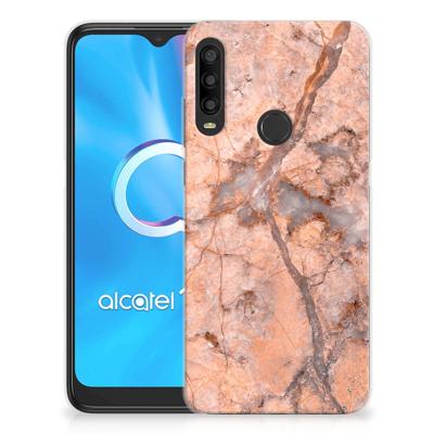 Alcatel 1SE (2020) TPU Siliconen Hoesje Marmer Oranje Alcatel 1SE (2020) TPU Siliconen Hoesje Marmer Oranje