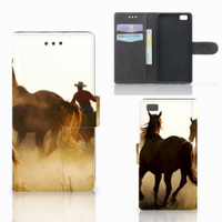 Huawei Ascend P8 Lite Telefoonhoesje met Pasjes Design Cowboy - thumbnail