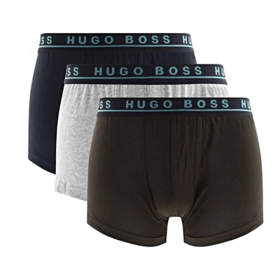 Hugo Boss 3-pack boxershorts trunk - fel blauw/grijs Hugo Boss 3-pack boxershorts trunk - fel blauw/grijs