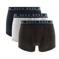 Hugo Boss 3-pack boxershorts trunk - fel blauw/grijs