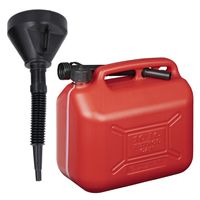 Jerrycan rood voor brandstof van 10 liter met een handige grote trechter - thumbnail