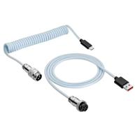 AKYGA AK-USB-48 Gevlochten USB-kabel, type C naar USB A 3,0 m, hemelsblauw, mechanische toetsenbord-spiraalkabel met afneembare Aviator-aansluiting voor gaming-toetsenbord