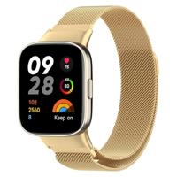By Qubix - Milanese bandje - Goud - Compatible met Xiaomi Redmi Watch 3 - Compatible Xiaomi bandje