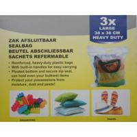 Bellson Huishoud zak afsluitbaar 3 Stuks Large (38 x 38 cm)