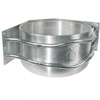 Kerbl 32496 voederbak aluminium, ca. 18 l, voor hoekmontage, met afvoer, 37 x 37 x 24 cm
