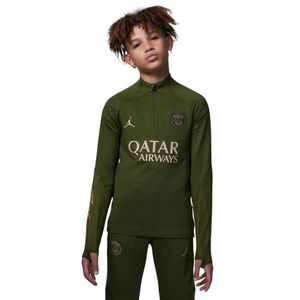 Nike Paris Saint-Germain X Jordan Strike Trainingstrui 1/4-Zip 2023-2024 Kids Donkergroen Beige