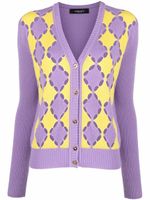 Versace cardigan bicolore en cachemire - Violet - thumbnail