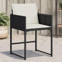 Tuinstoelen 4 st met kussens poly rattan zwart - thumbnail