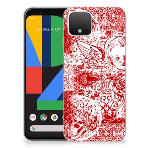 Silicone Back Case Google Pixel 4 Angel Skull Rood