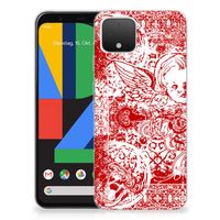 Silicone Back Case Google Pixel 4 Angel Skull Rood