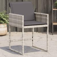 Tuinstoelen 4 st met kussens poly rattan lichtgrijs - thumbnail