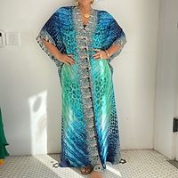 Dames Zwemkleding Bedekken Strand jurk Normaal Zwempak Luipaard UV-Bescherming Opdrukken Groen V-Wire Badpakken Vakantie Stijlvol nieuw