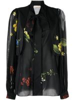 Elie Saab floral-print silk shirt - Noir