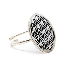 Verstelbare Ring Flower of Life Zilverkleurig