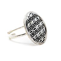 Verstelbare Ring Flower of Life Zilverkleurig - thumbnail