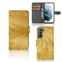 Samsung Galaxy S21 FE Book Style Case Licht Hout - thumbnail