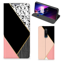 OnePlus 8 Stand Case Zwart Roze Vormen - thumbnail