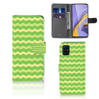 Samsung Galaxy A51 Telefoon Hoesje Waves Green - thumbnail