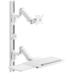 SpeaKa Professional SP-MM-960 1-voudig Monitor-wandbeugel Met toetsenbordlade, Op elkaar 43,2 cm (17) - 109,2 cm (43) Wit In hoogte verstelbaar, Zwenkbaar,