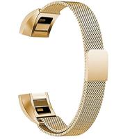 By Qubix - Compatible met Fitbit Alta HR - Milanese bandje - Maat: Large - Goud - Compatible fitbit bandje