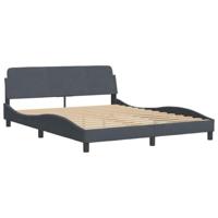 vidaXL Bedframe met hoofdeinde fluweel donkergrijs 160x200 cm, bed, bed ombouw, tweepersoonsbed, bedbodem, slaapkamermeubel, 2 persoonsbed, logeerbed