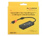 DeLOCK Externe USB 3.1 Gen 1 Hub USB Type-C > 3x USB Type-A + 2 Slot SD kaartlezer usb-hub - thumbnail