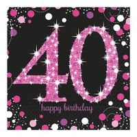 Servetten 40 jaar Sparkling Pink