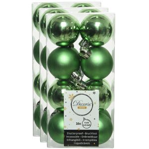 48x stuks kunststof kerstballen groen 4 cm glans/mat